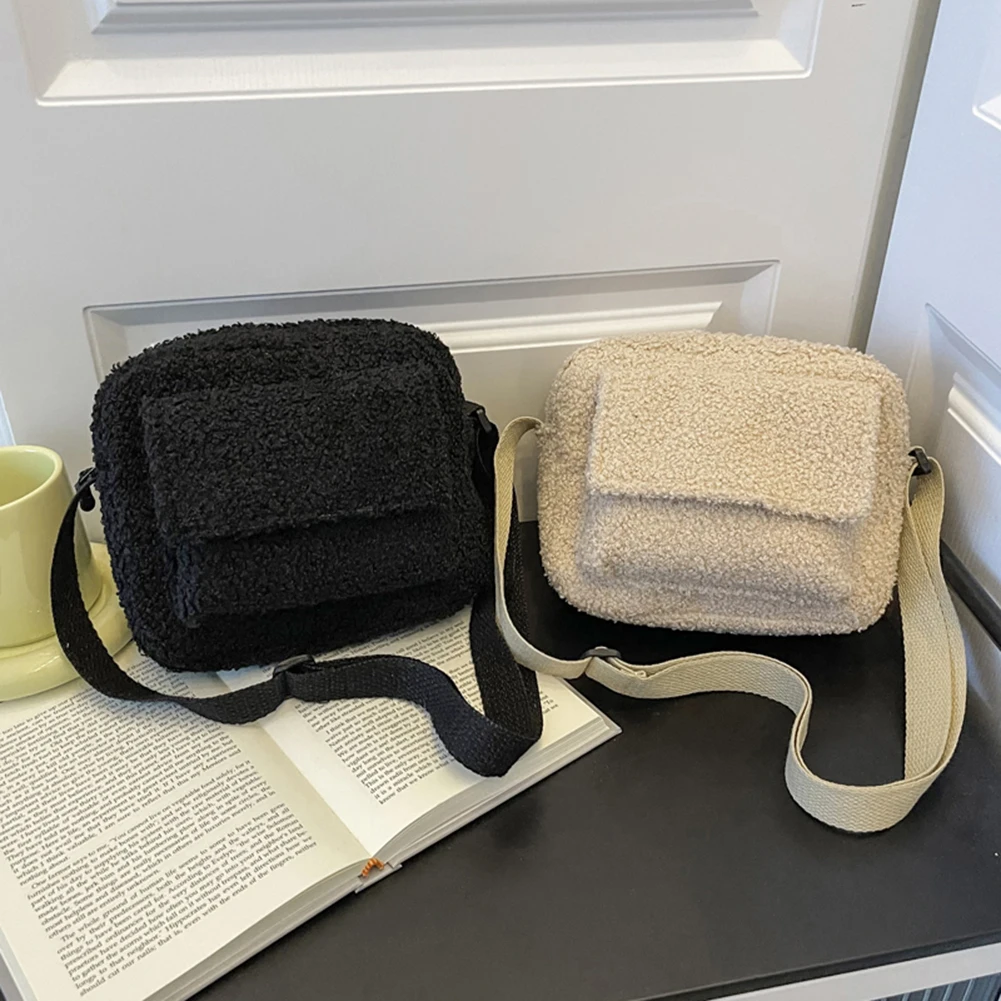 

Модная сумка на плечо из овечьей шерсти, однотонная сумка через плечо, женские повседневные сумки на цепочке, Дамский маленький кошелек для ...