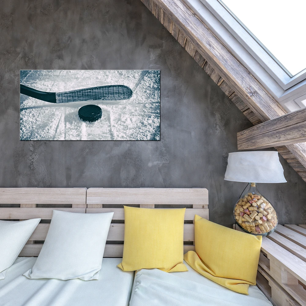 Черно белый плакат для бейсбола хоккея с шайбой баскетбольная Настенная картина