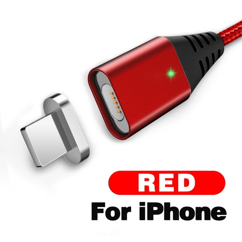 Магнитный кабель GETIHU 2.4A для iPhone XS MAX XR X 8 7, магнитный кабель типа C для быстрой зарядки мобильных телефонов Xiaomi Micro usb type-C - Цвет: For iPhone Red