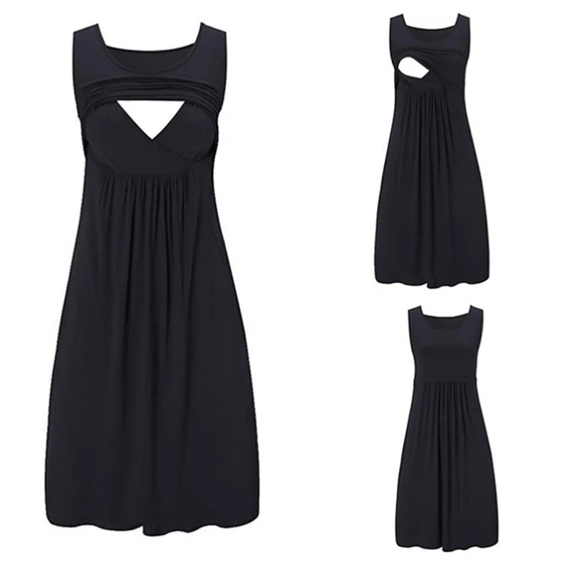 Платья для беременных одежда кормящих грудью лето 2019 без рукавов повседневные