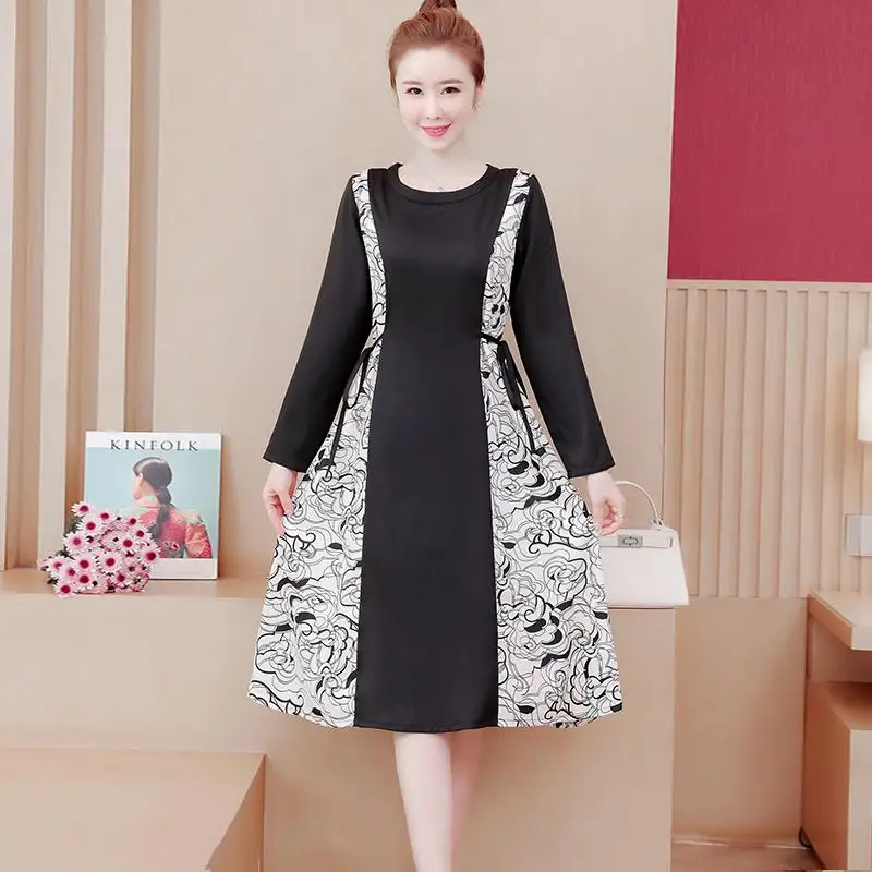 4XL 5XL 2020 весеннее платье большого размера с принтом женское Повседневное женская