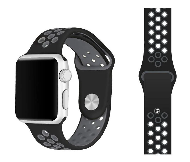 Спортивный силиконовый браслет для Apple Watch 38 мм 40 мягкий резиновый ремешок 42 44 iwatch