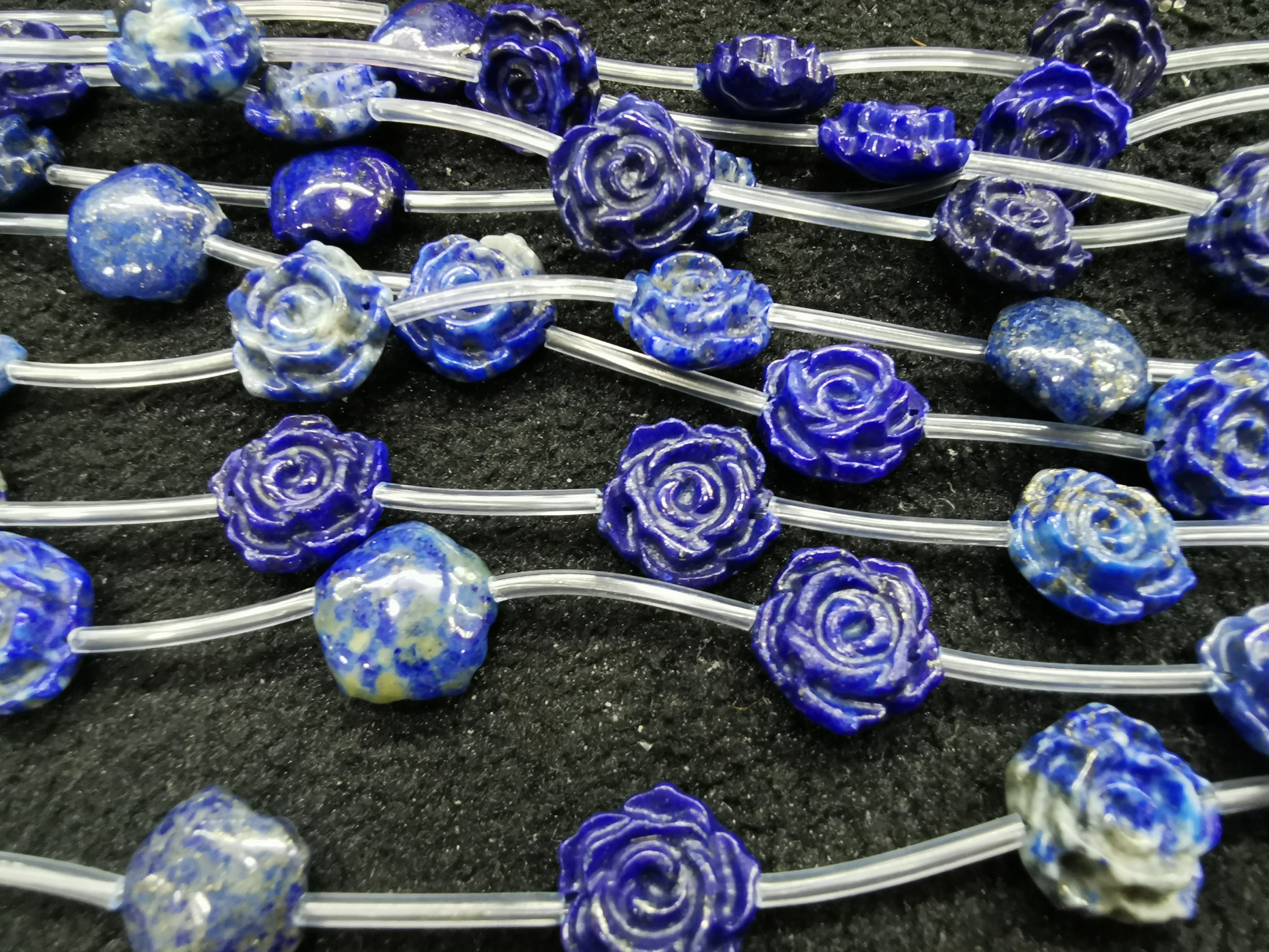 

15pcs Genuine Lapis Lazui -rose quartz-Amazonite Flower Carved Beads 12mm 15mm,Bracelet Spacer Supply Rose filigree,Gemstone Bea