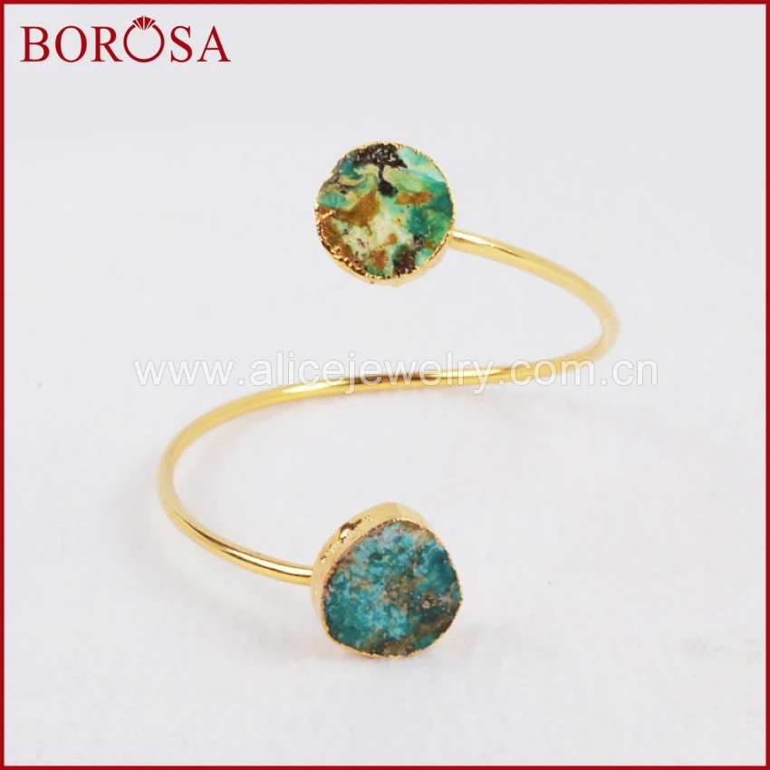 Золотистые гальванизированные бриллиантовые браслеты BOROSA 5 шт. свободная форма