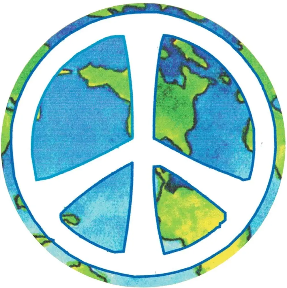 

Peace Sign Over Earth - Small Bumper Sticker or Laptop Decal (3.25" Circular)