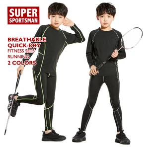 Баскетбольный компрессионный комплект для мужчин и детей, леггинсы для бега, фитнеса, спортзала, спортивные колготки, Детская футболка для йоги, топы, штаны, костюм для бега