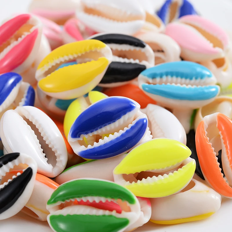 

10Pcs/Lot Colorful Cartoon Natural Shell Beads Charm Cowrie Spacer Beads For Jewelry Making Bracelet Necklace Crafts Accessories
