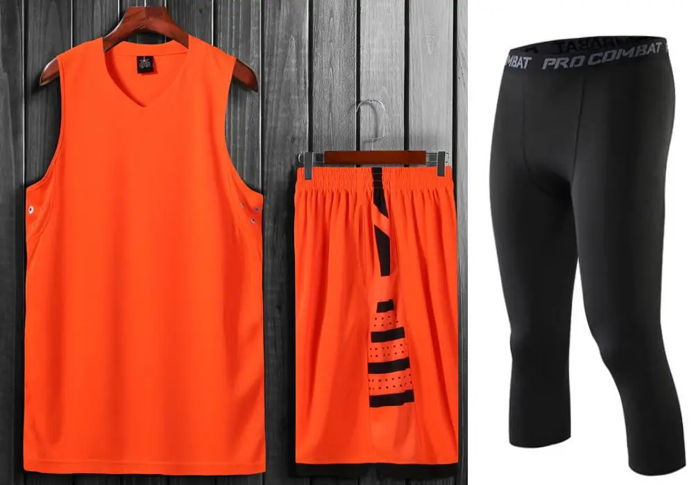 Orange And Pants Высококачественные мужские баскетбольные Трикотажные изделия с боковыми карманами спортивные штаны, дешевые студенческие спортивные костюмы для баскетбола, можно изготовить на заказ комплекты униформы - Цвет: Orange And Pants