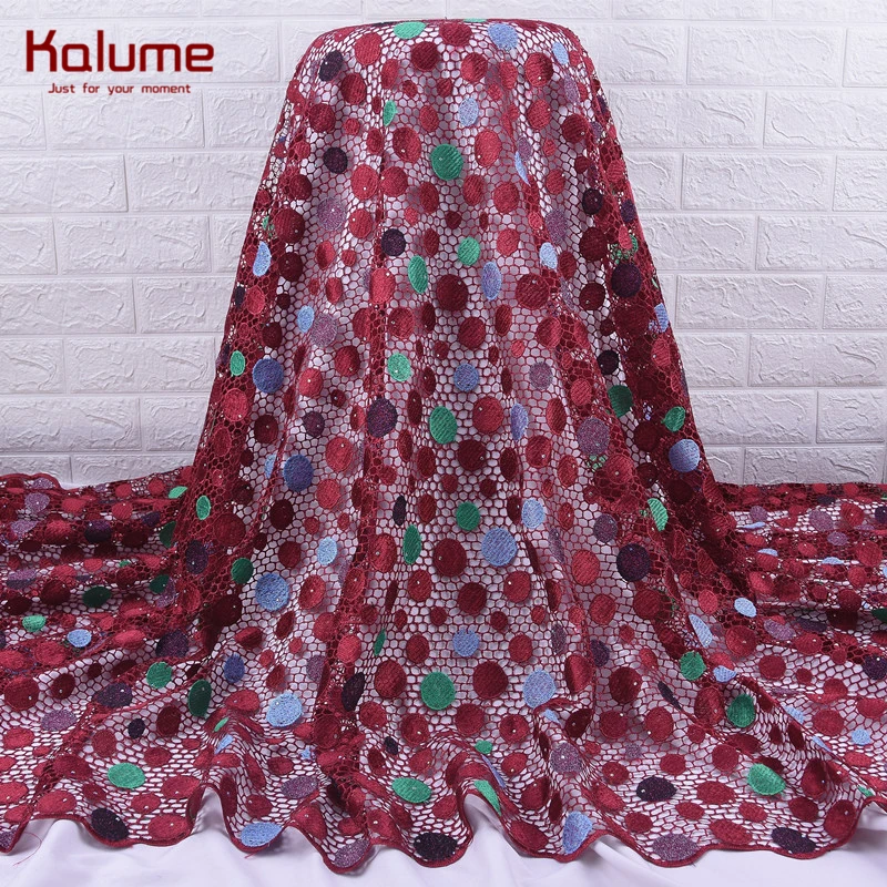 Калюме фиолетовый Африканский гипюровый шнур кружевная ткань с камнями