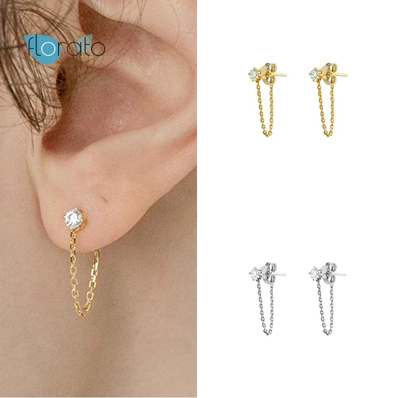 

925 Silver Ear Needle Tassel Stud Earrings CZ Crystal Prevent Allergy Earrings for Women Simple Exquisite Fashion Jewelry