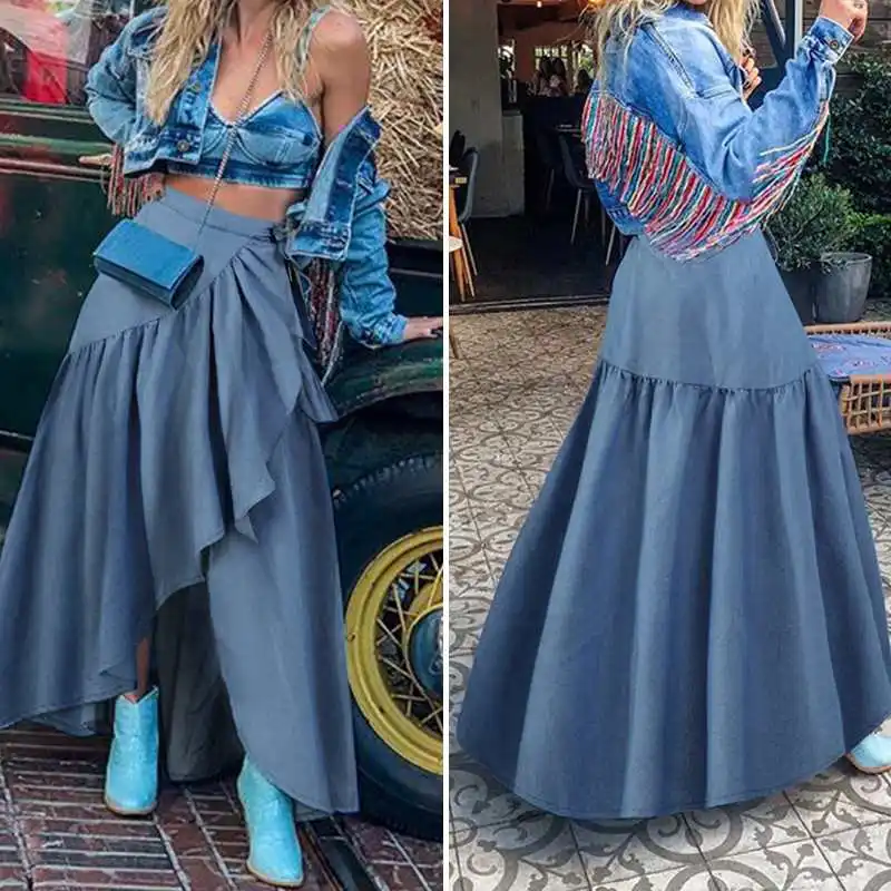 Элегантные женские юбки Модная Джинсовая юбка неправильной формы Celmia