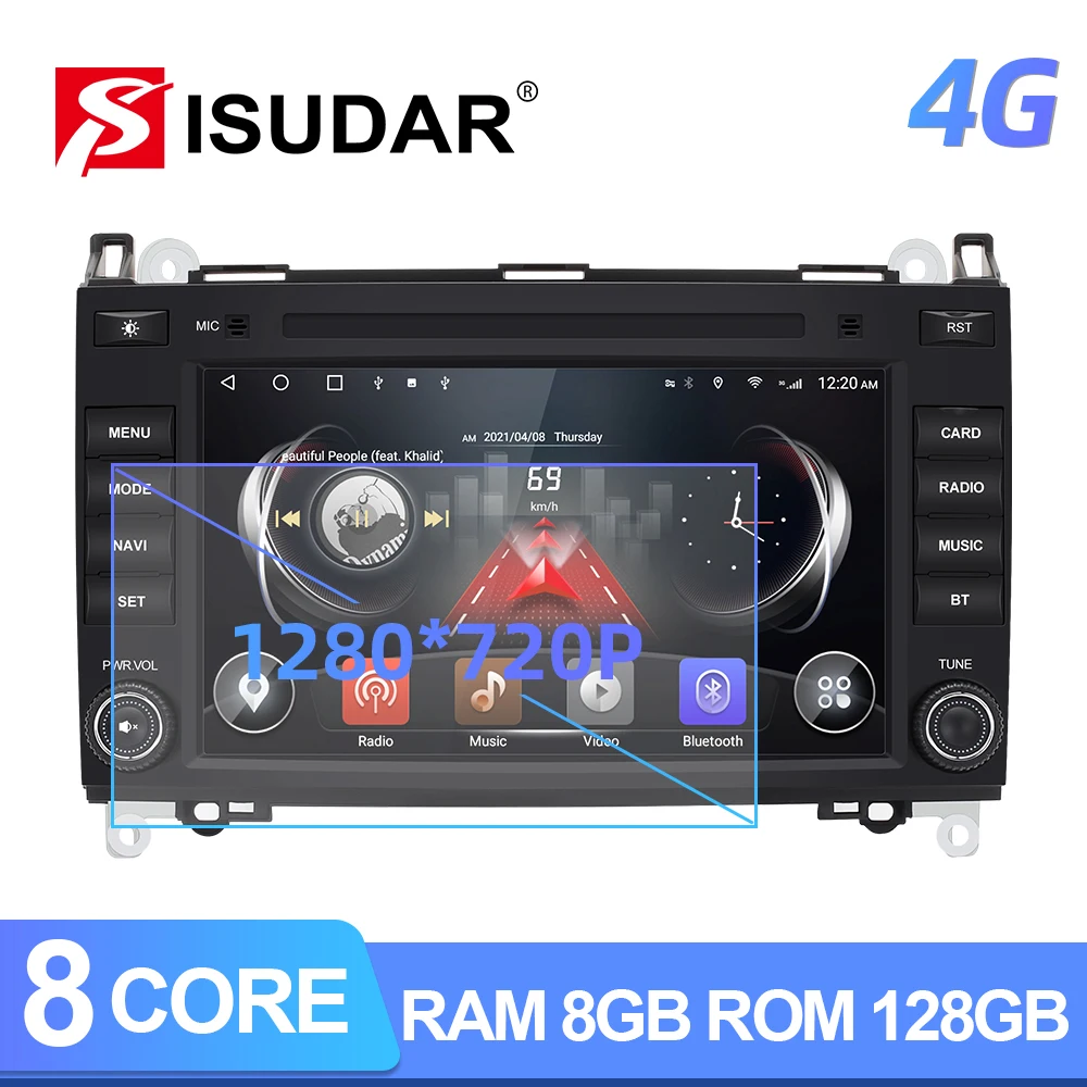 Автомагнитола ISUDAR T72 на ОС Android 10 для Mercedes/Benz/Sprinter/W169/B200/B-class Автомобильная