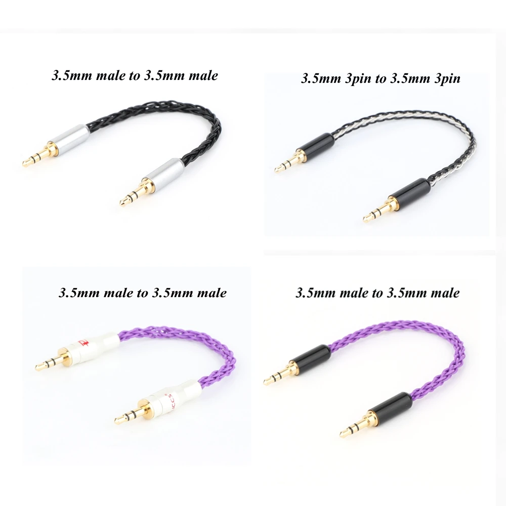 

10cm Silver Plated 3.5mm Male to 3.5mm Male Stereo Audio Hifi Audio cable car AUX wire jump cable