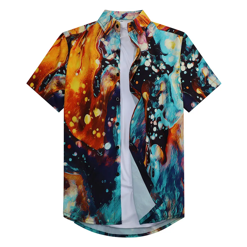 

Men's Shirt 3D Short-Sleeved Shirts For Men Harajuku Casual Summer Clothes High Quality Printing Single-Breasted Men Shirt 5XL