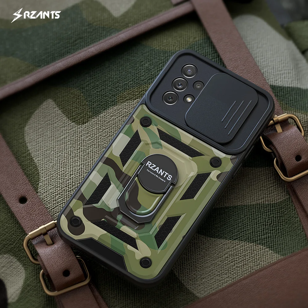 

Rzants For Samsung Galaxy A72 A52 A71 A51 A32 4G 5G Case [Jungle tank] Camera Protection Rotation Ring Holder Camouflage Cover