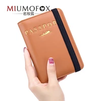 2020 rfid bronzing process soft cow leather card id holder passport cover travel wallet business credit card holder case pouch