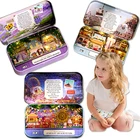 Миниатюрный Кукольный домик сделай сам с мебелью, кролик, деревянная детская игрушка, подарок на день рождения