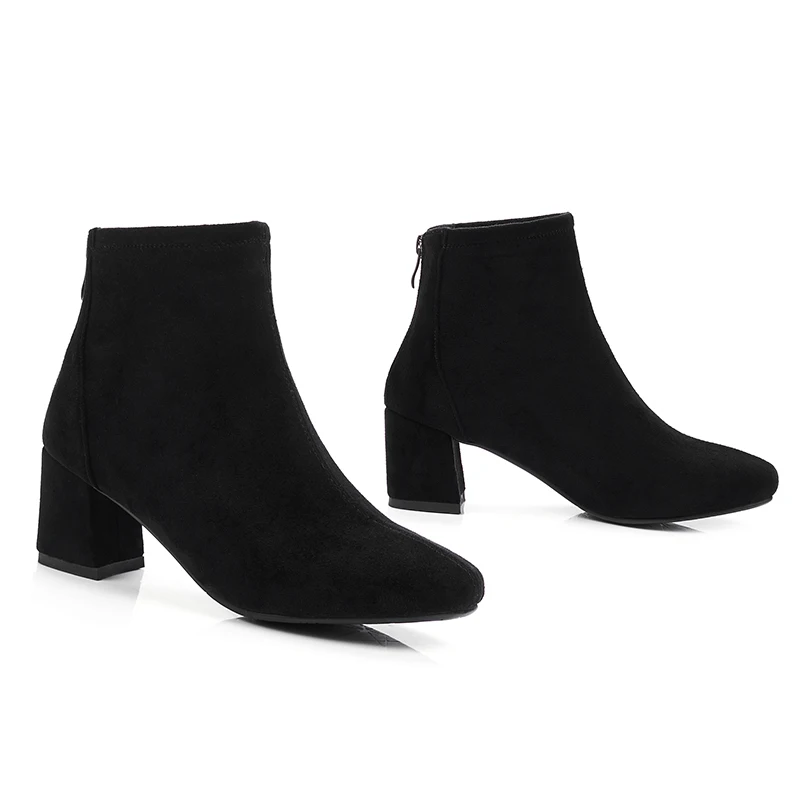 JK/ботильоны на высоком каблуке женские эластичные ботинки из флока женская обувь