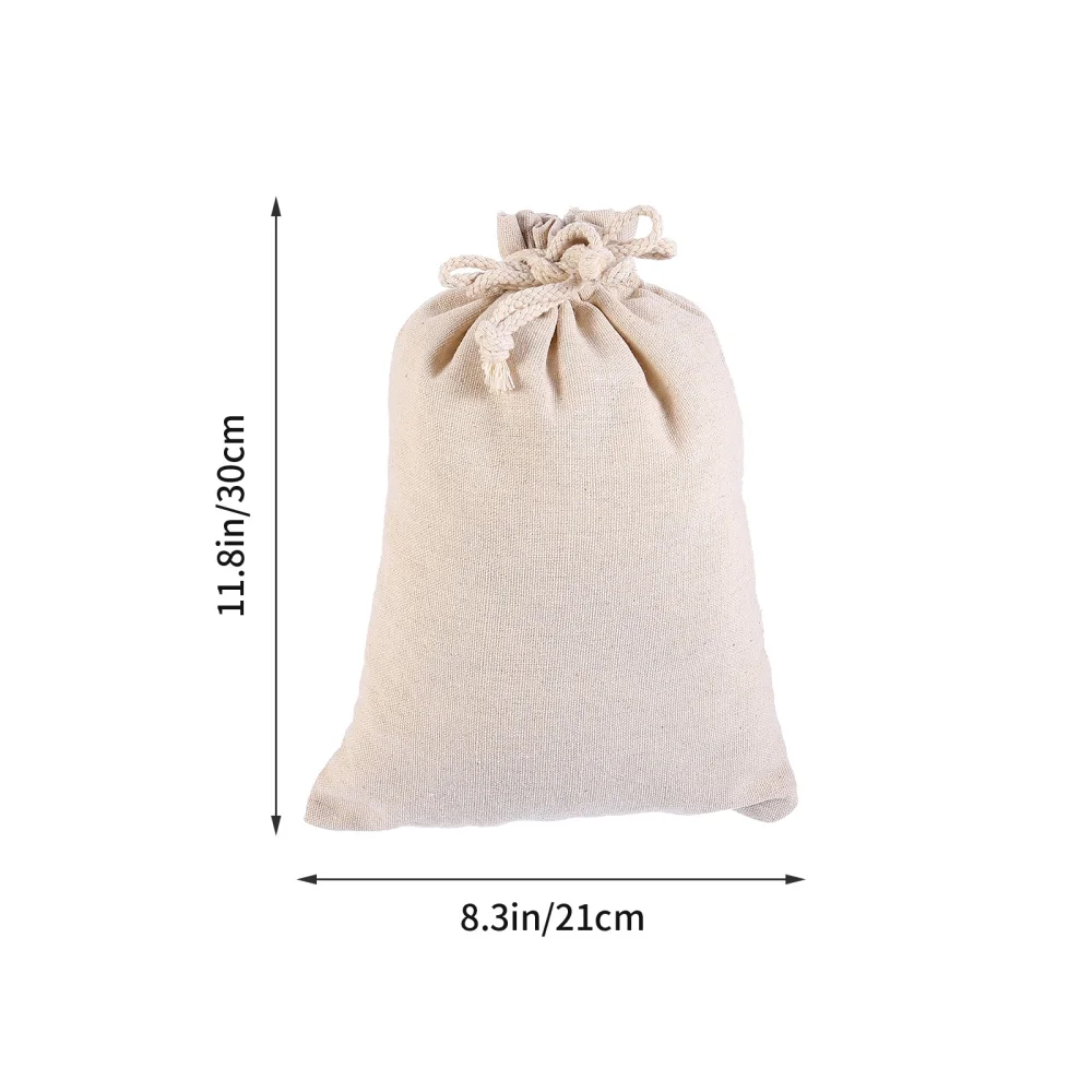 

5pcs Large Storage Drawstring Bags Linen Sundries Storage Pouches (Beige)