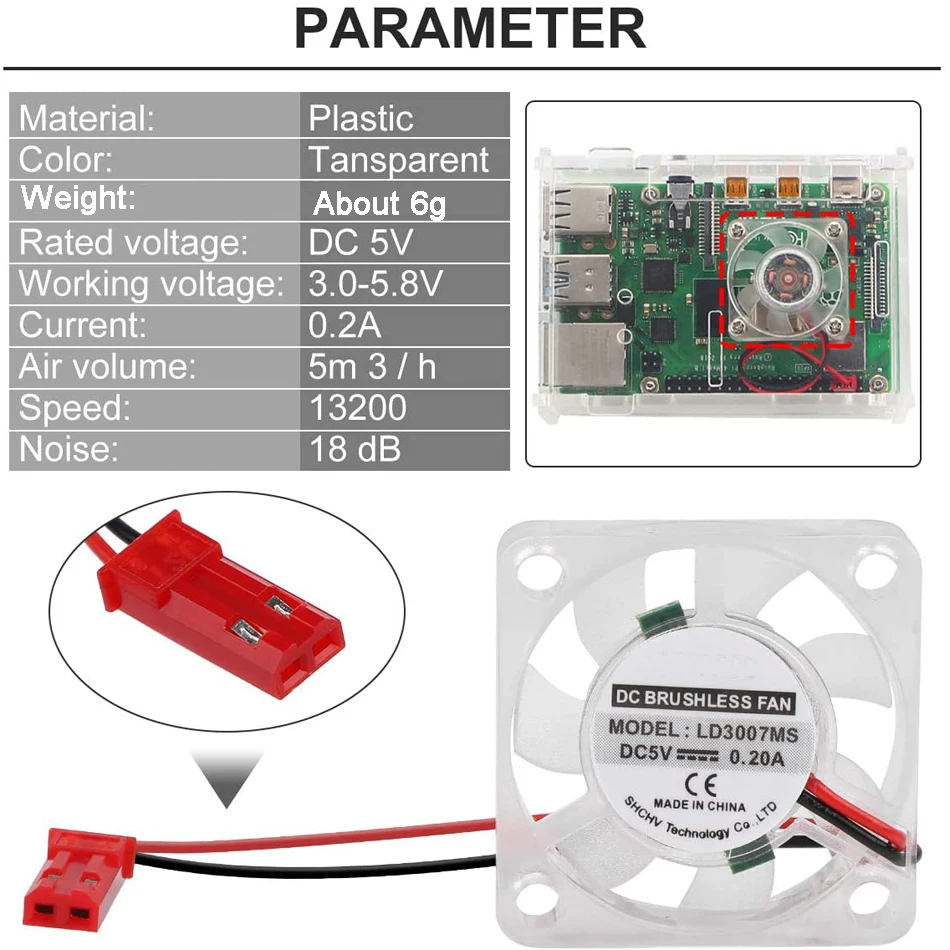 Прозрачный Raspberry Pi вентилятор охлаждения для 4 вентилятора бесщеточный двигатель