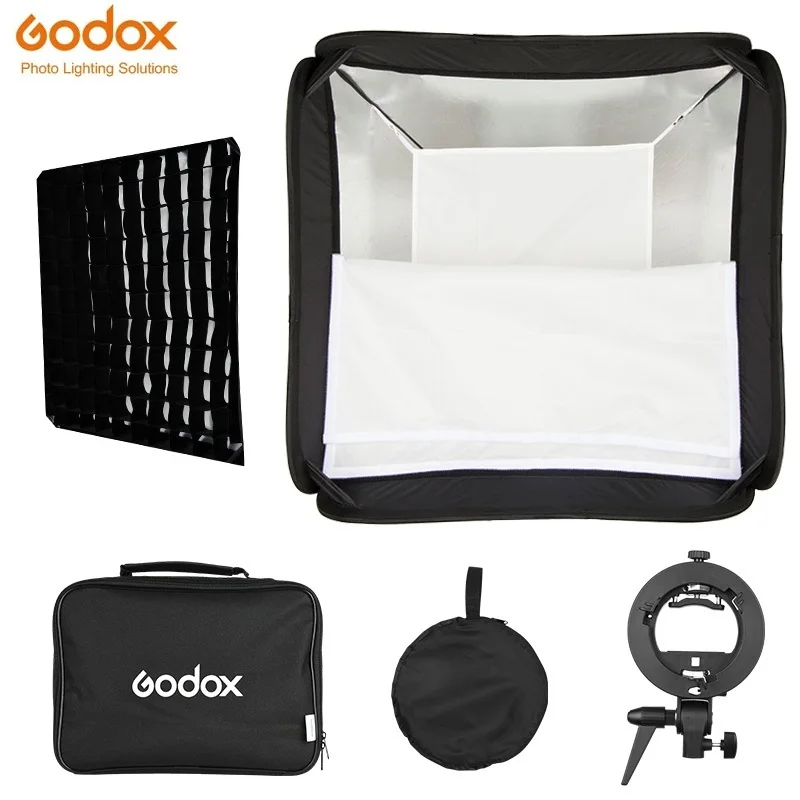Портативный складной софтбокс Godox 60 см x s тип Comet Elinchrom с сеткой чехол для