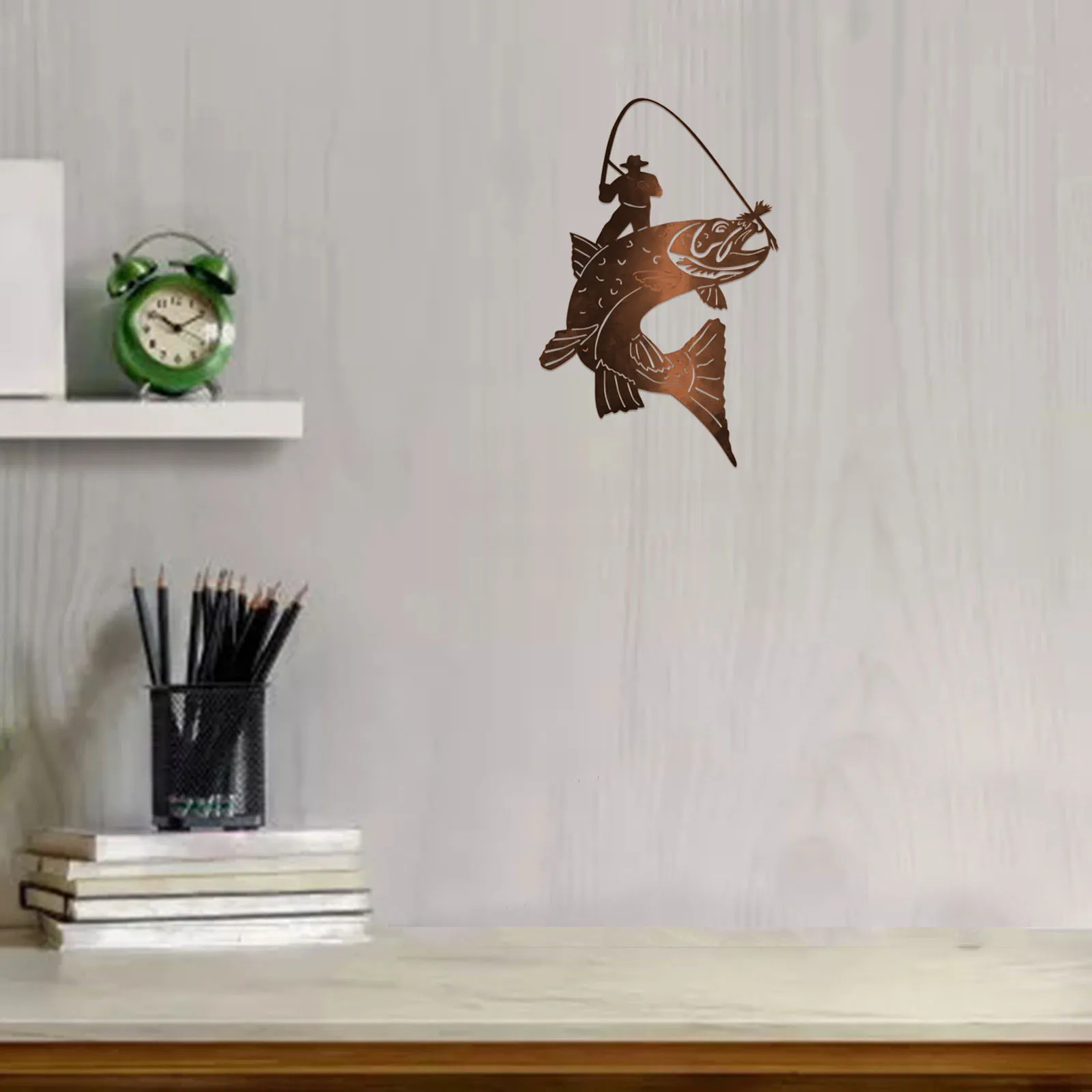 

Father's Day Gift Metal Wrought Iron Fishing Pendant Decoration Home Decoration Iron pendan Home Decor Iron Pendant Decoration