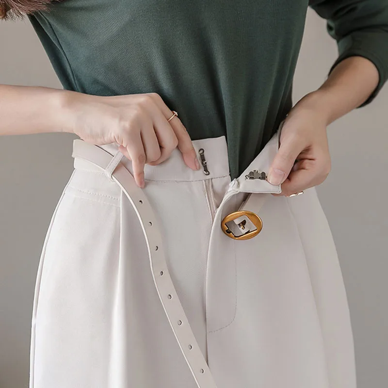 Брюки женские с завышенной талией элегантные свободные модные однотонные