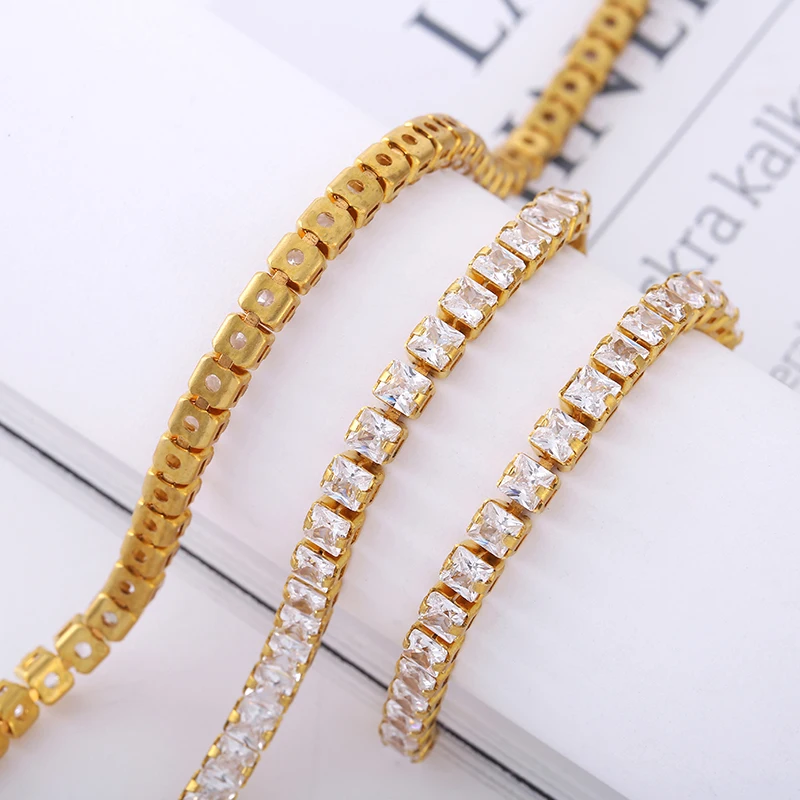 Феиланг AAAAA 100см/шт Квадратный кристальный цепочка с зубцами с прозрачными стразами Роскошные украшения DIY Одежда.