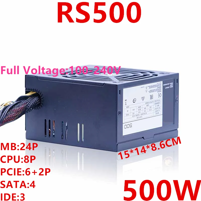 

New Original PSU For Cougar Brand Wide Computer Power Supply for Game Cyber Cafe Desktop Power Supply 500W Power Supply RS500