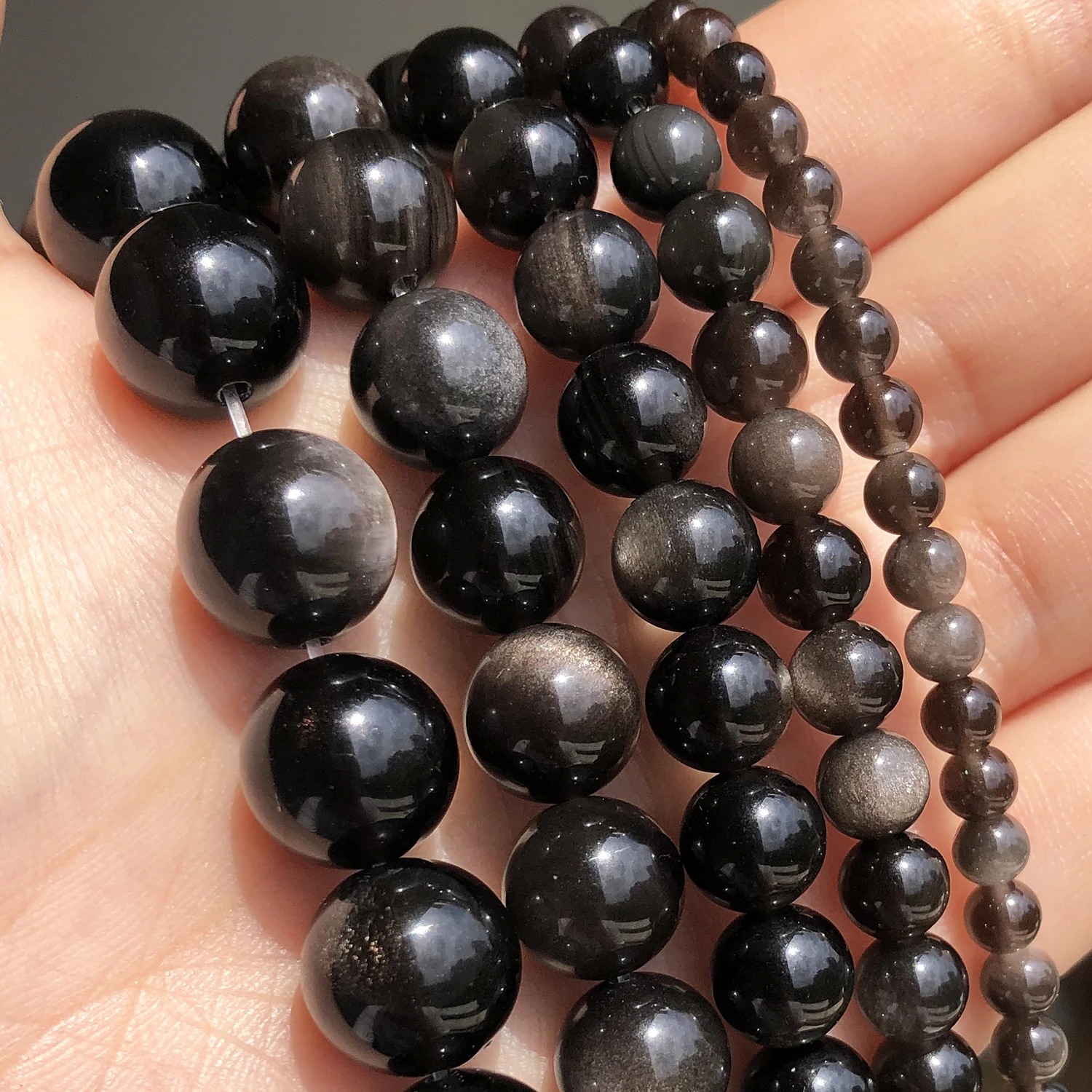 Натуральный Камень Бисер с серебряной нитью, бледно-Цвет обсидиан Japsers минералы свободные бусины 15'Inches 4681012 мм для самостоятельного изготовления ювелирных изделий браслет