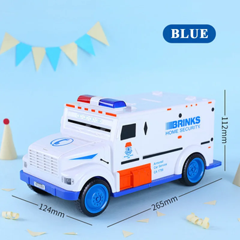 Moneybox для денег, монета, Электронная Копилка, детская игрушка, денежный автомобиль, спасательный депозит, сейф, грузовик, автобус, украшение для детей, подарок - Цвет: Blue