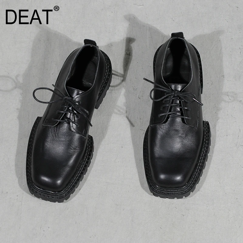 [DEAT] 2020 г. Черные повседневные туфли на высоком каблуке из искусственной кожи с