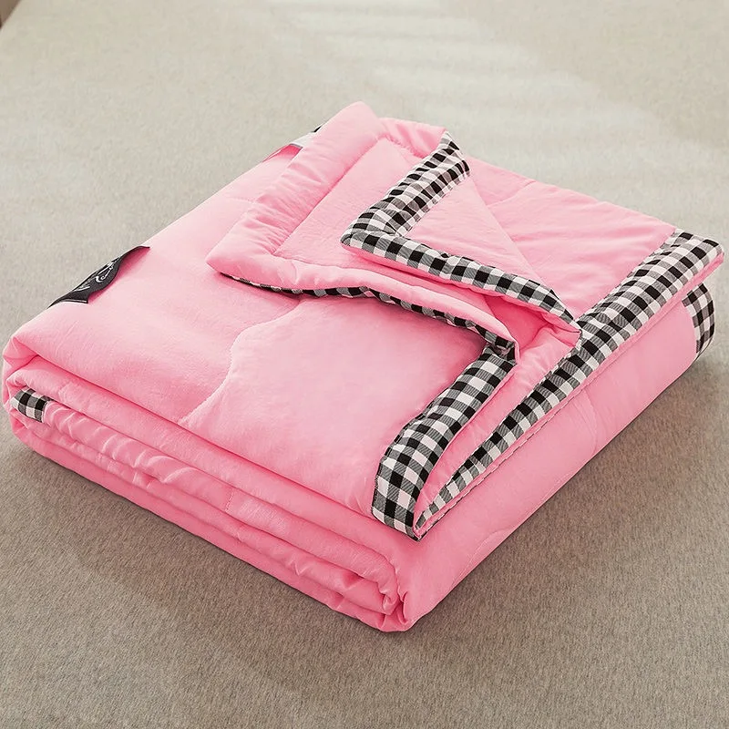 

Summer Solid color Quilt Soft Home Air-conditioning Breathable Bed Blanket Comforter Washed Cotton for Student Adult Kids Quilt