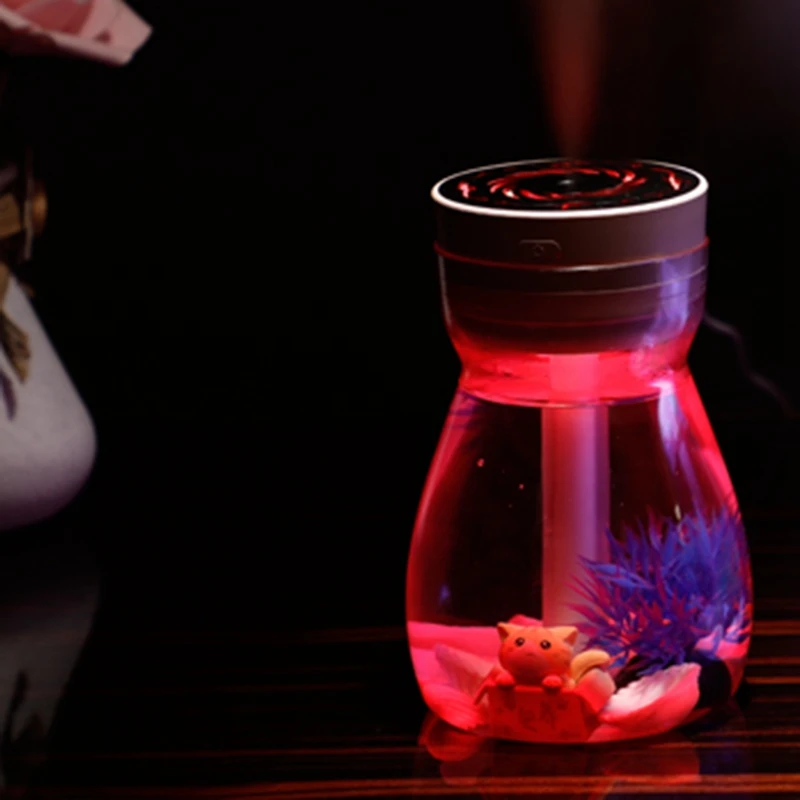 

EAS-Colorful Breathing Lamp Home Humidifier Air Purification Water Meter Desktop USB Small Atomizer