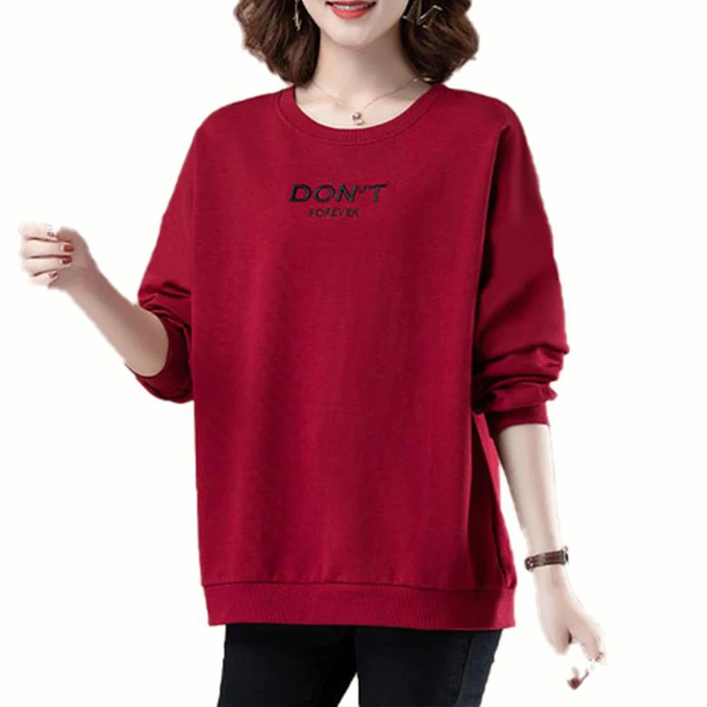 

Женская блузка с круглым вырезом, осенне-зимние пуловеры, праздничные красные винтажные Топы с длинным рукавом, повседневный разноцветный ...