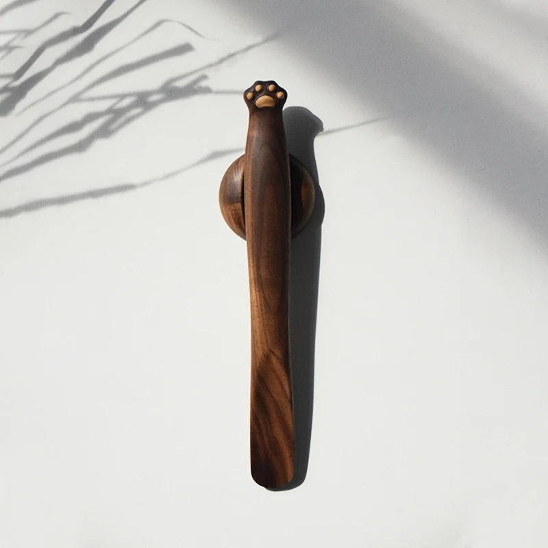 35cm Cat Paw Black Walnut Wooden Cute Shoe Horn Flexible Handmade Shoehorn Useful Shoe Lifter Professional Shoe Spoon Home Tools