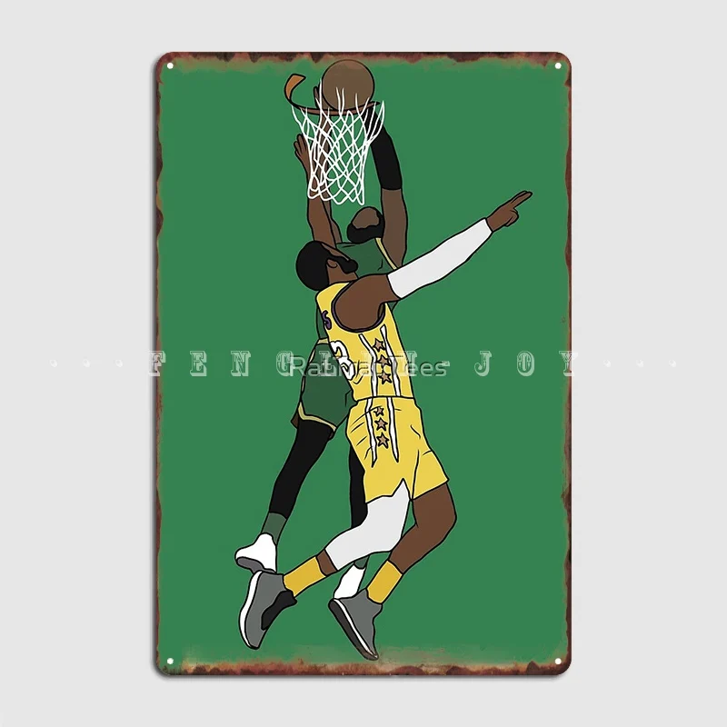 

Jaylen Brown Dunk On Lebron Metal Sign Wall Pub Kitchen Personalized Plaques Tin Sign Poster