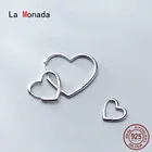 Серьги-кольца La Monada женские из серебра 925 пробы, большие ювелирные украшения для ушей в форме сердца, серебро 925 пробы
