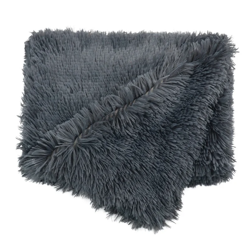 Пушистое плюшевое одеяло для домашних животных двухслойный коврик собаки