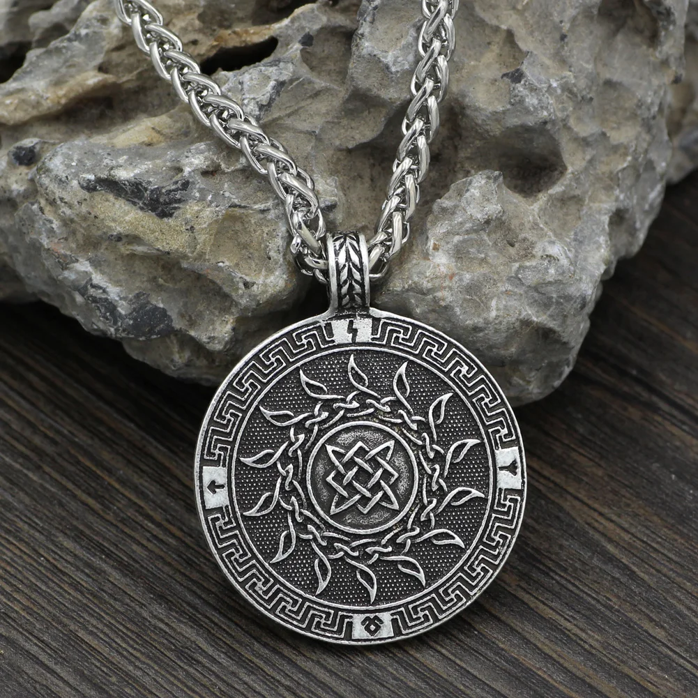 Мужской амулет языческий солнечное ожерелье с кулоном двойным Боком подарочной