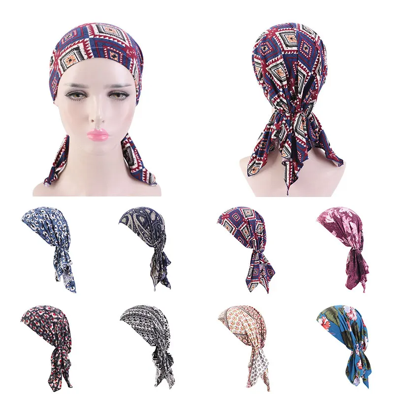 

Cotton Turban Cap Chemotherapy Hat Four Seasons Printed Turban Cap Stretch Stretch cotton print Scarf Headscarf Accessories