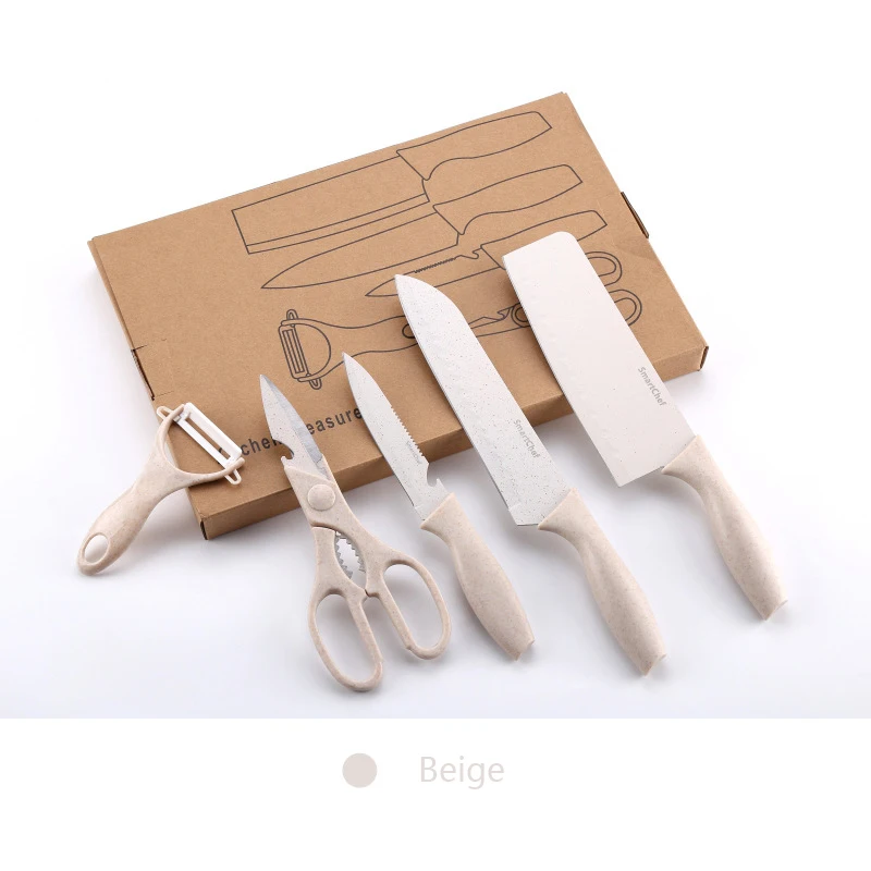 

Baby food supplement wheat straw knife set stainless steel knife set new kitchen ceramic knife kitchen knife fruit knife