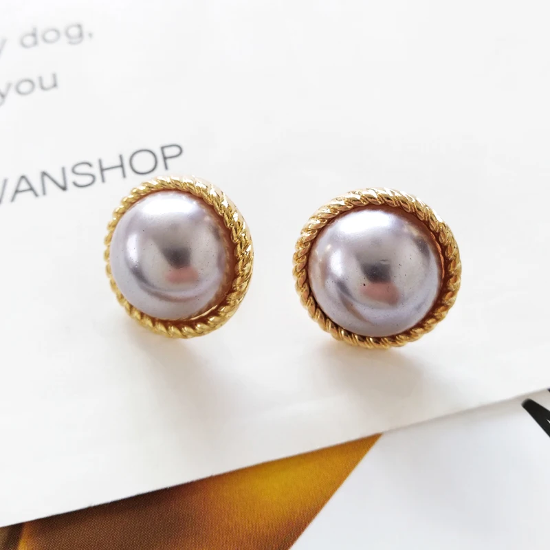 

Temperament noble wind minimalist baroque pearl earring contracted joker circular fashion simple stud earrings accessories