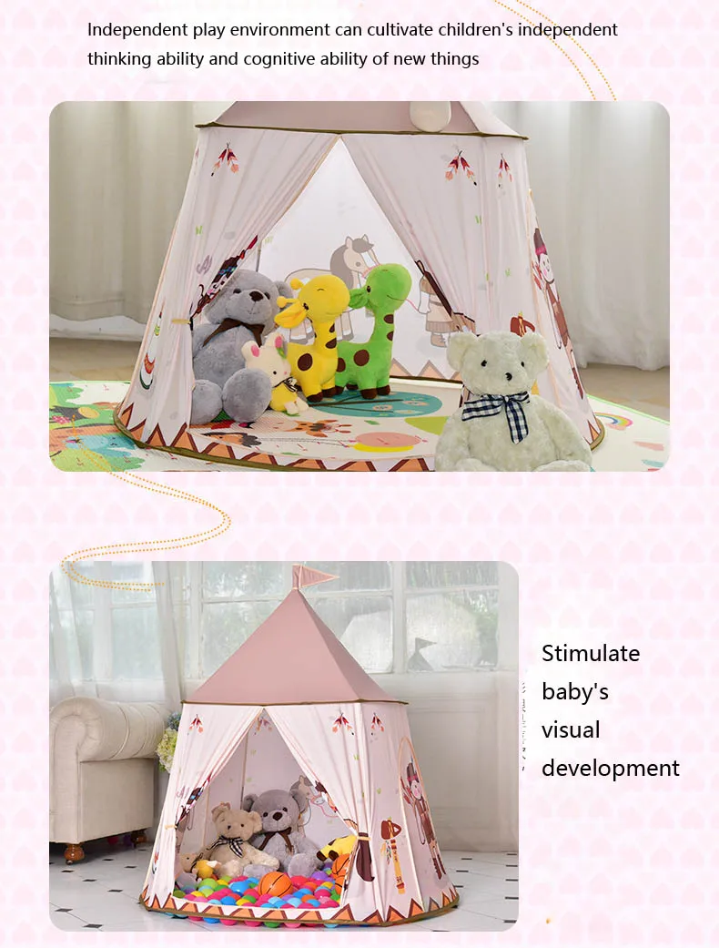 

Kid Tent House Portable Princess Castle Present Hang Flag Children Teepee Tent Play Tent Toy Birthday Christmas Gift