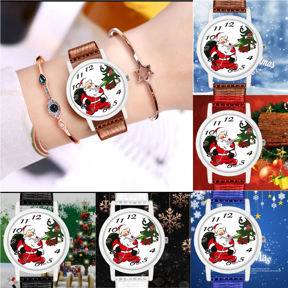 Best Selling Reloj Women Watches Christmas Women's Watch Leather Band Quartz Vogue Wrist Gift Clock *A | Наручные часы