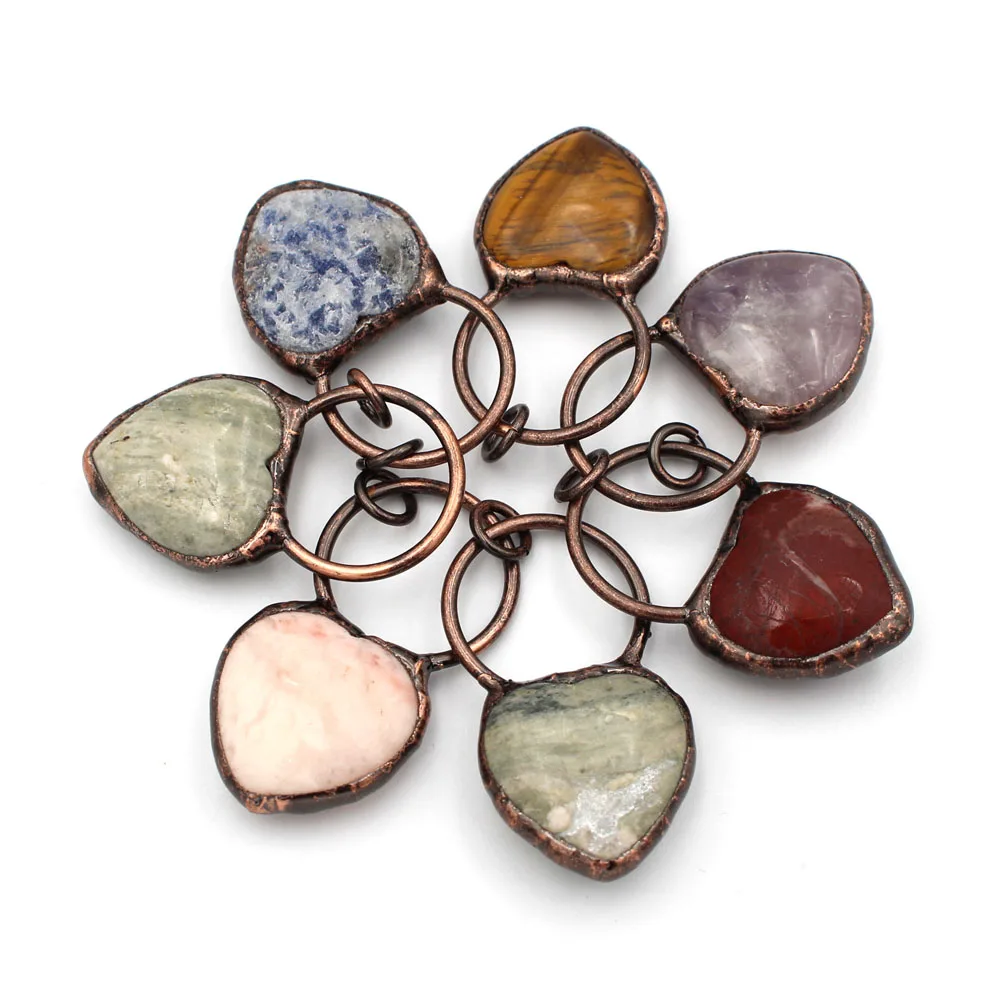 

5pcs Irregular Natural Stone Pendant Heart Shape Healing Energy Stone Pendant Women Trendy Jewelry Gifts