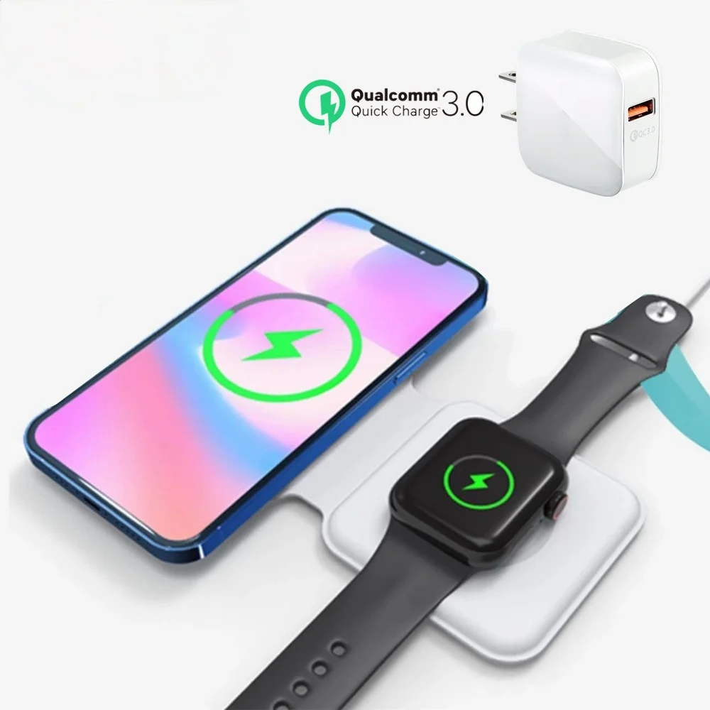 Cargador magn&eacute;tico inal&aacute;mbrico para Apple iPhone 12 Mini 11 Pro X XS Max, almohadilla de carga r&aacute;pida para Airpods Watch, nuevo, Original-2