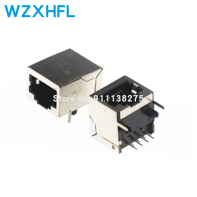 

10Pcs RJ45 Socket 8 Pin Cable Interface Shielded Crystal Head Light Copper Shell Connector Female 8P8C