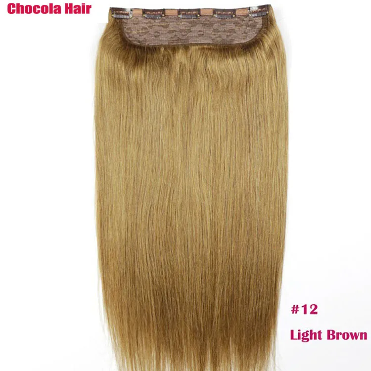 #12 Chocala Hair 2"-28" Искусственные волосы одинаковой направленности волос 1 шт. набор 220 г натуральные бразильские прямые волосы шт зажим для наращивания человеческих волос - Цвет: #12
