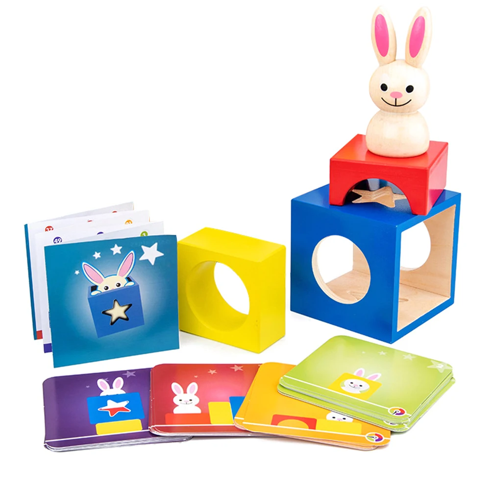 Деревянная коробка с кроликом детские развивающие интеллектуальные игрушки